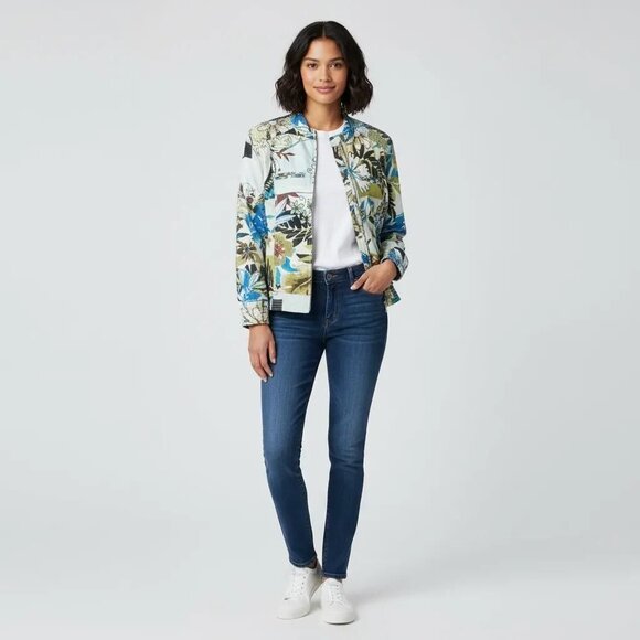 Chico's Jackets & Blazers - Chico's Women's Multi-Color Floral‎ Patchwork Zip Front Jacket Size 1/Medium (8)